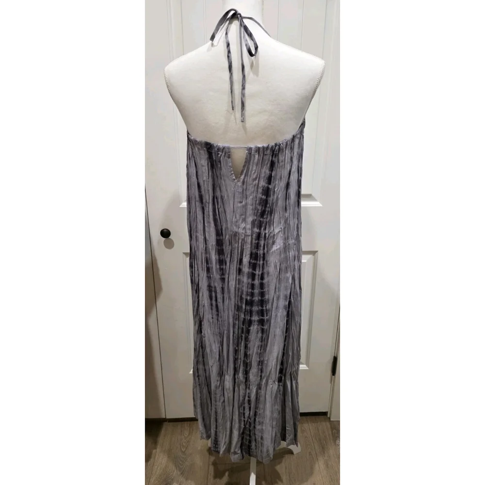 POL Halter Neck Adjustable Tie Dye Midi Dress Size Small NWOT Flowy Keyhole Back